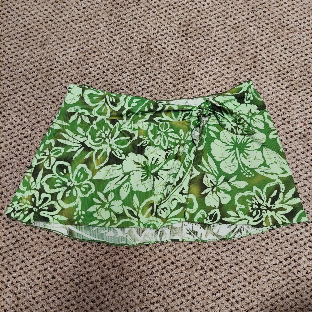 Catalina Tropical Hibiscus Floral Swim Skirt Wrap Tie 1X 16W Resort Vacation